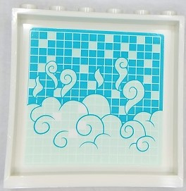 Lego Panel 1 x 6 x 5 with Light Aqua Steam and Medium Azure Tiles Pattern on Inside (Sticker) - Set 41430
