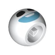 Lego Technic Ball Joint with Black Eyes and Blue Smile Print (Snowgie Head) / White
