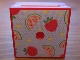 Lego Container, Box 3 1/2 x 3 1/2 x 1 1/3 with Hinged Lid with Strawberries and Watermelon Pattern (Sticker) - Set 3270 / Red