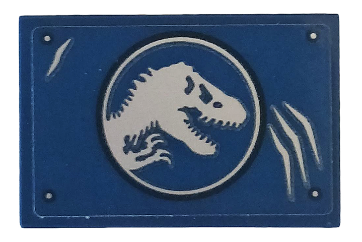 Lego Tile 2 x 3 with Jurassic World Logo and Scratches Pattern (Sticker) - Set 75935 / Dark Blue