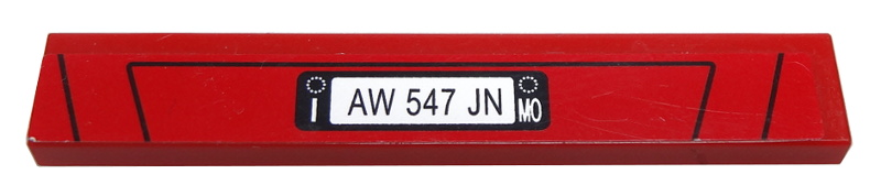 Lego Tile 1 x 6 with 'AW 547 JN' and Black Lines on Red Background Pattern (Sticker) - Set 8185