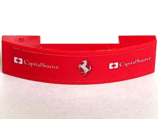Lego Slope, Curved 4 x 1 x 2/3 Double with Ferrari Logo and 'Capital Source' Pattern (Sticker) - Set 75886 / Red