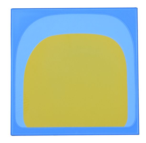 Lego Tile 4 x 4 with Yellow on Bright Light Blue Curved Panel (Stomach) Pattern