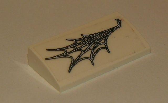 Lego Slope, Curved 2 x 4 x 2/3 with Bottom Tubes with Spider Web Pattern (Sticker) - Set 76083