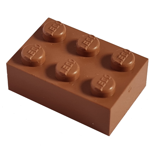 Lego Modulex Brick 2 x 3 with LEGO on Studs / Modulex Terracotta