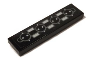Lego Tile 1 x 4 with Gray Circles and Rectangles Pattern (Sticker) - Set 5973
