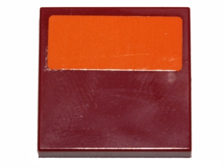 Lego Tile 2 x 2 with Orange Stripe Pattern (Sticker) - Set 75141 / Dark Red