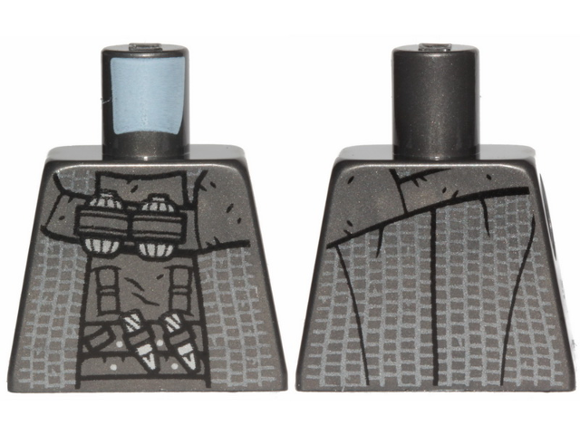 Lego Torso SW Plaid Robe, Belts and Thermal Detonators Pattern / Pearl Dark Gray
