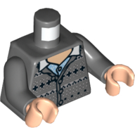 Lego Torso Sweater Hooded with Fair Isle Print, Dark Bluish Gray Arms, Light Nougat Hands / Dark Bluish Gray