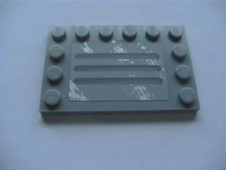 Lego Tile, Modified 4 x 6 with Studs on Edges with Steel Plate with Scratches Type A Pattern (Sticker) - Set 8273 / Light Bluish Gray