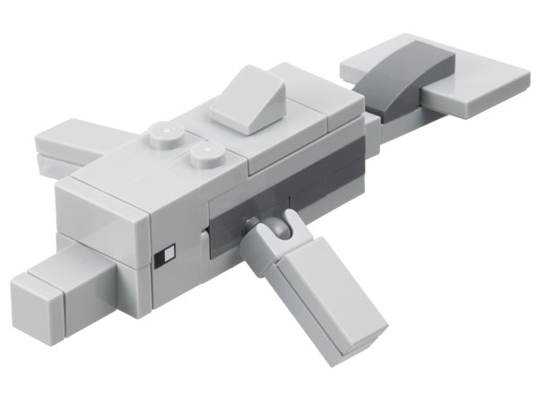 Lego Minecraft Dolphin (Light Bluish Gray Plate 2 x 4 Inside) - Brick Built