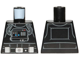 Lego Torso SW TIE Pilot, Detailed with Back Print, Belt with Silver Buckle and Boxes Pattern / Black