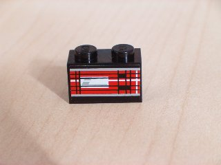 Lego Brick 1 x 2 with Taillight Pattern Model Right Side (Sticker) - Set 8280 / Black