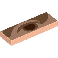 Lego Tile 1 x 3 with Reddish Brown Eye, Nougat Eyebrow Print / Light Nougat