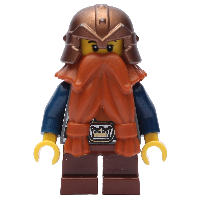 Lego Dwarf, Dark Orange Beard, Copper Helmet