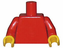 Lego Torso Plain / Red Arms / Yellow Hands