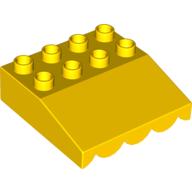 Lego Duplo Roofpiece Slope 33 4 x 4 with Awning Overhang with 9 Bottom Tubes / Yellow