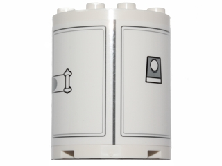 Lego Cylinder Half 2 x 4 x 4 with SW Gun Turret Hatches Pattern (Sticker) - Set 75138 / White