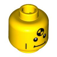 Lego Minifig Head Demolition Dummy, Vertical Cheek Lines, Straight Mouth Print / Yellow