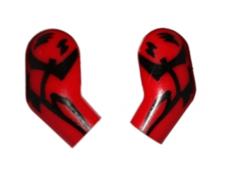 Lego Arm, (Matching Left and Right) Pair with Black Tattoo Pattern (SW Darth Maul) / Red