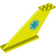 Lego Tail 12 x 2 x 5 with Dark Turquoise Star of Life Print / Vibrant Yellow