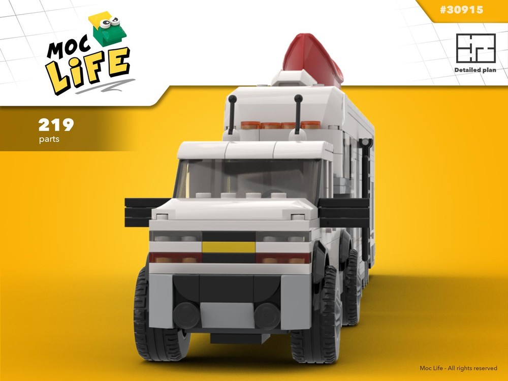 Lego Chevrolet Silverado 1500 quad cab long bed with camping fifth wheels