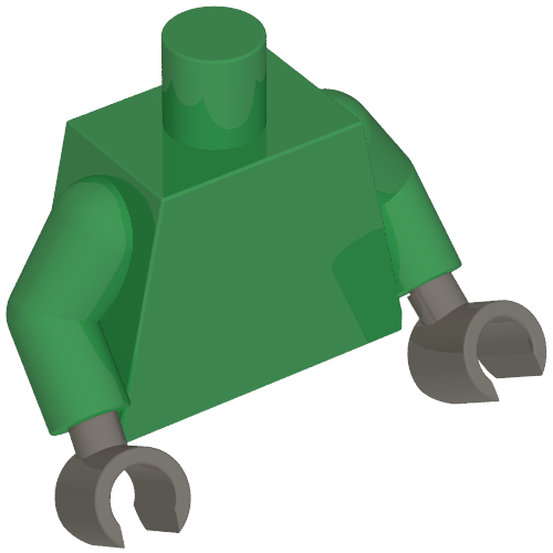 Lego Torso, Green Arms, Dark Bluish Gray Hands [Plain] / Green