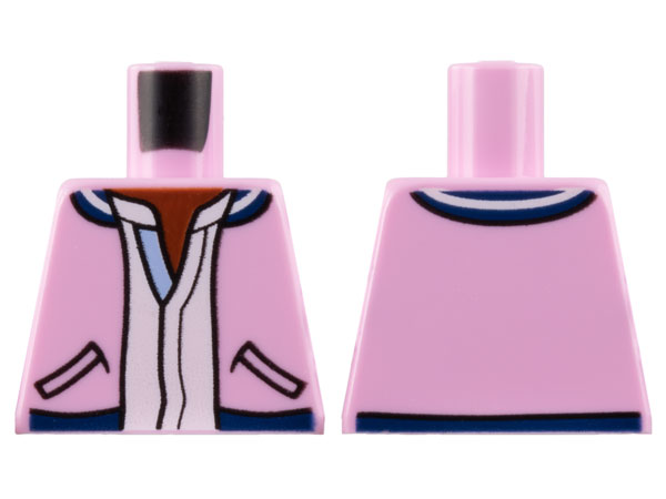 Lego Torso Jacket, Reddish Brown Neck, Black Pockets and White Shirt Pattern / Bright Pink