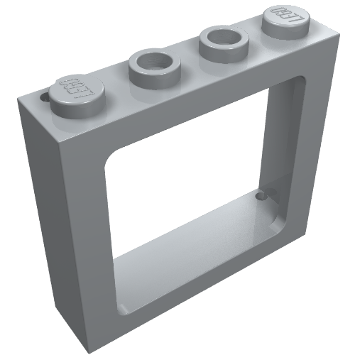 Lego Window 1 x 4 x 3 Train with Shutter Holes and Solid Studs on Ends / Light Bluish Gray