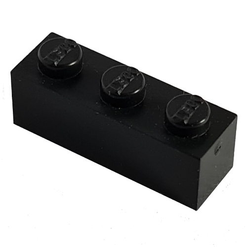 Lego Modulex Brick 1 x 3 with LEGO on Stud / Modulex Black