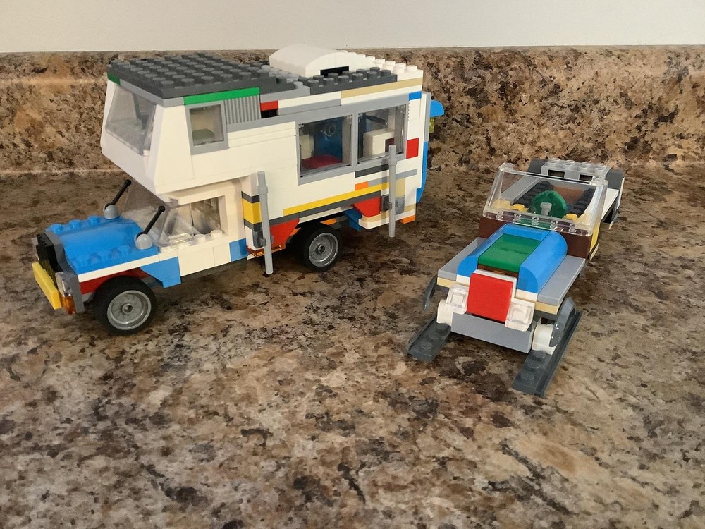 Lego Truck and Truck Camper With a Snow Machine