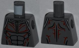 Lego Torso Muscles Outline with Zipper and Protruding Veins Pattern / Dark Bluish Gray