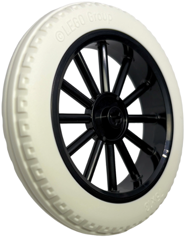 Lego Wheel 56mm D. x 13mm Motorcycle with 12 Spokes with White Tire 75 x 13 (7877 / 7860)