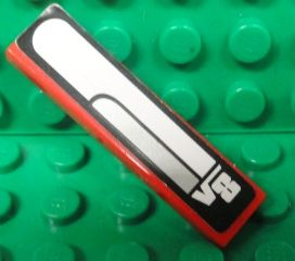 Lego Tile 1 x 4 with 'V8' and White and Gray Lines on Black Background Pattern (Sticker) - Set 8656
