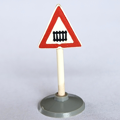 Lego Road Sign Old Triangle with Level Crossing Print & Type 1 Base