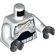 Lego Torso Armor with Dirt Stains Print (Captain Rex), White Arms, Black Hands / White