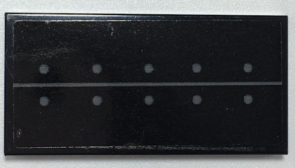 Lego Tile 2 x 4 with Dark Bluish Gray Line and Rivets on Black Background Pattern (Sticker) - Set 70917 / Black