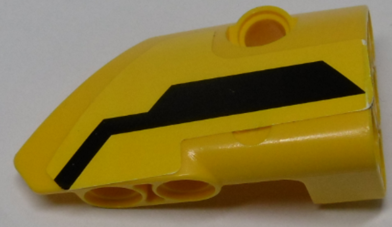 Lego Technic, Panel Fairing # 2 Small Smooth Short, Side B with Black Stripe Pattern (Sticker) - Set 42009 / Yellow