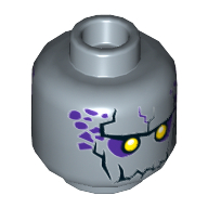 Lego Minifig Head Roog, Yellow Eyes, Jagged Rock Mouth, Open Mouth / Closed Mouth Print [Hollow Stud] / Sand Blue