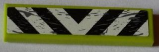 Lego Tile 1 x 4 with Black and White Danger Stripes and Splatters Pattern (Sticker) - Set 8709
