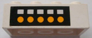 Lego Brick 2 x 4 with 5 White Squares and 5 Yellow Dots on Black Background Pattern (Sticker) - Set 4025