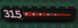 Lego Brick 1 x 8 with 5 Stars on Red Stripe and '315' on Left Pattern (Sticker) - Set 6596
