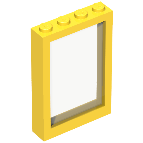 Lego Window 1 x 4 x 5 with Fixed Glass / Yellow
