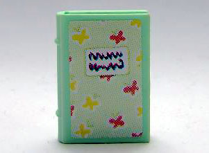 Lego Minifigure, Utensil Book 2 x 3 with Red and Yellow Butterflies Diary Pattern (Stickers) - Set 3211 / Light Green