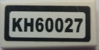 Lego Tile 1 x 2 with 'KH60027' Pattern (Sticker) - Set 60027