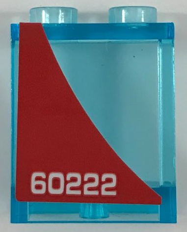 Lego Panel 1 x 2 x 2 with Side Supports - Hollow Studs with White '60222' on Red Background Pattern Model Right Side (Sticker) - Set 60222