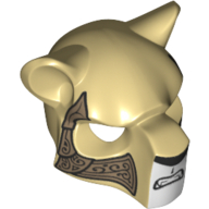 Lego Mask Feline with Black Nose, Bared Teeth and Ornate Gold Armor Plates Print