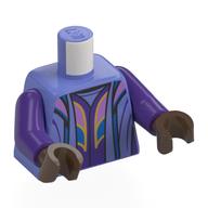 Lego Torso, Blue Violet Open Robe, Blue Trim, Lavender/Blue Shapes on Shirt, Gold Trim Print, Dark Purple Arms, Umber Brown Hands