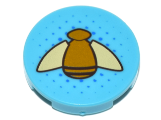 Lego Tile, Round 2 x 2 with Bottom Stud Holder with Gold Bumblebee with Tan Wings Pattern