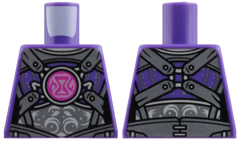 Lego Torso Female Armor, Dark Silver Plates, Silver Trim, Magenta Hourglass Pattern / Dark Purple